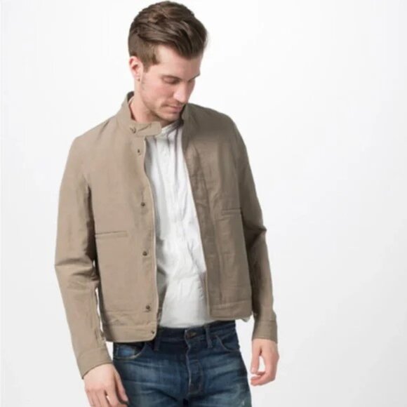 Shockoe Atelier Tan Jacket Coat Men’s Cotton Linen Size 52 Medium - Picture 1 of 6
